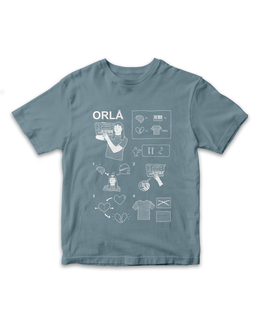 ORLA flatpack tee, WHITE X STONE BLUE
